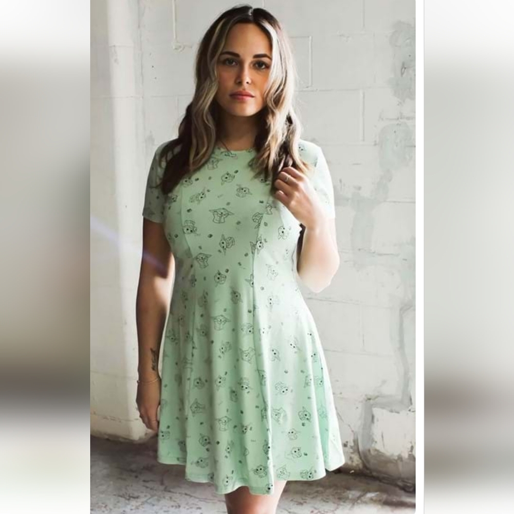 Cakeworthy, Green Grogu, Skater Dress, Size Large